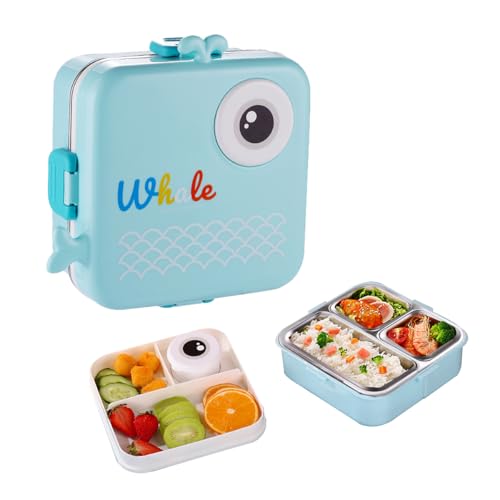 mengger Lunchbox, 1190ml Contenitore per Snack per Bambini Lunch Box Prova di Perdite Portapranzo Lunch Box 2-Strati Bento Box Schiscetta Pranzo Porta Pranzo Ermetico Scatola Pranzo Acciaio Inox