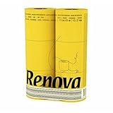 Renova Yellow Toilet Paper 3-Ply -Ideal for Decorating Your Home or Office - Pack of 6 Compact Rolls- 140 Sheets - Eco-label Certified - Dermatologically Tested - Septic Safe - Sustainable & Soft