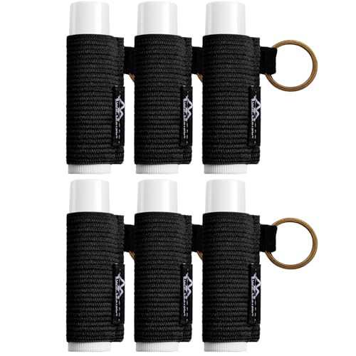 Image of WK IEASON 6PCS Lip Balm & Gloss Holder - Black Bulk Chapstick Keychain with Elastic Sleeve for Fat & Slim Lip Balms & Stickers