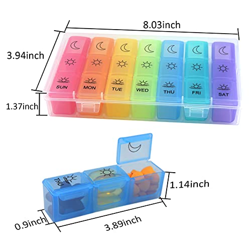 Weekly Pill Organizer 3 Times A Day, Gogooda 7 Day Pill Box Vitamin Container Holder With Removable Tray For Fish Oils/Supplements #TOP2