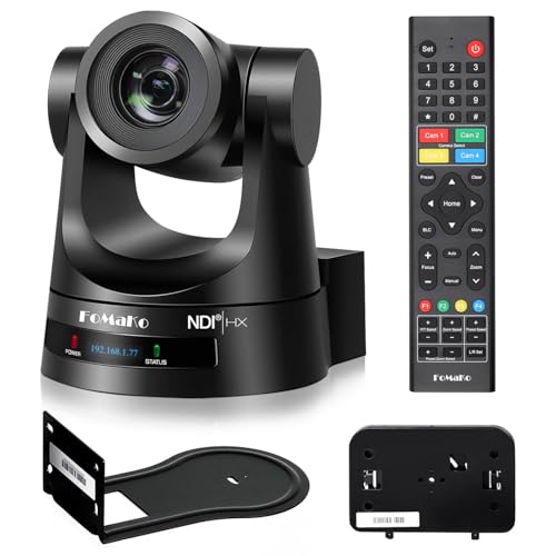 FoMaKo NDI HX3 PTZ Camera 30X Optical Zoom AI Auto Tracking HDMI Camera with 3G-SDI IP PoE 1080P@60FPS for Broadcast Church Live Streaming Video Production Supports vMix OBS Wirecast