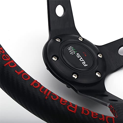 image for RASTP Steering Wheel,PU Carbon Fiber Racing Steering Wheel,350mm Deep 