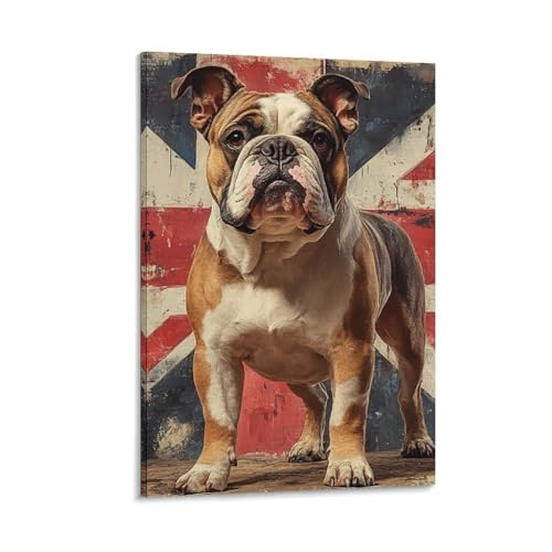 Peinture bouledogue decoration murale impression sur toile premium chambre et couloir 40x60cm