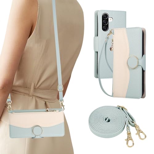 BEENTRYS �蒠�^ �X�}�z�P�[�X Samsung Galaxy S25 FE �Ή�,�V�����_�[ �X�g���b�v�t�� ���z�^ �t�@�X�i�[�t�� �J�[�h���[ �~���[�Ȃ� PU���U�[ �ϏՌ� �S�ʕی� ���u���X�^���h�@�\ ���f�B�[�X ���̎q �������-�O���[��