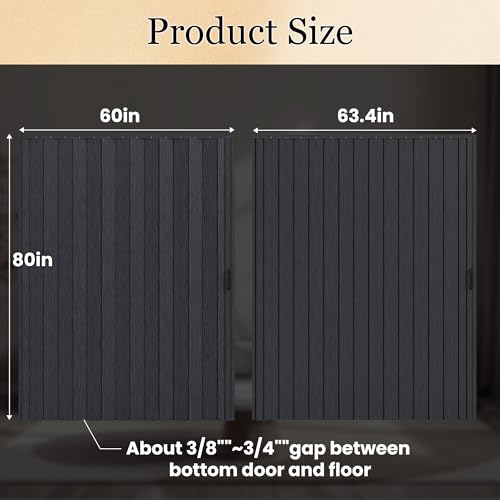 Image of SmartStandard 60 inch x 80 inch Accordion Doors, Double Walled, Classic Black