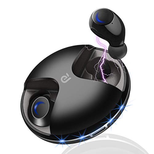 Kissral Wireless Earbuds, Bluetooth 5.0 True Wireless Headphones, Hands Free Sweatproof Earbuds 15H Playing Time Built-in HD Dual Microphone – Black