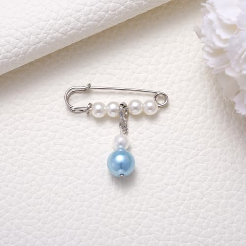 Image of MIXJOY Something Blue Gift for Bride, Wedding Day Bridal Blue Pearl Angel Wings Bouquet Garter Charm for Bride to Be