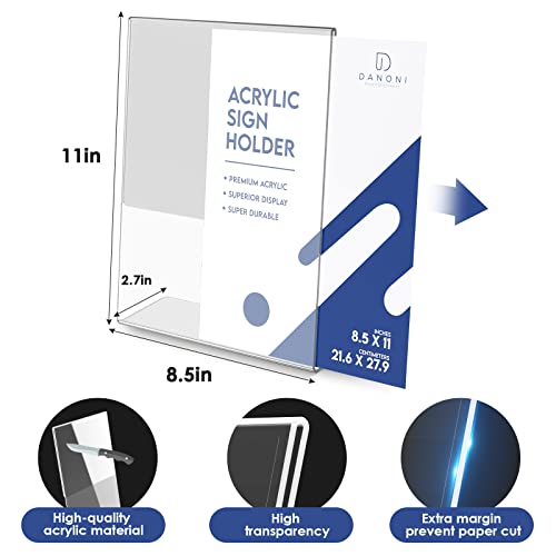danoni Extra Durable Clear Acrylic Sign Holder - 6Pack 8.5x11'' Flyer Document Brochure Paper Display Holder with Vertical Slant Back for Office Desktop - Plastic Menu Stands for Restaurant Tabletop - Image 3