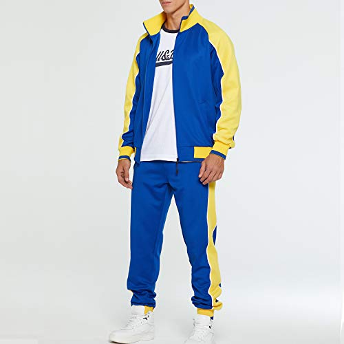 Toloer Men Tracksuit Set Sweatshirt Jogger Sweatpants Warm Sports Suit Blue Medium #TOP1