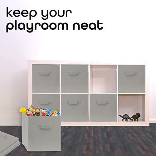 Pomatree Storage Cubes - 11 Inch Cube Storage Bins (9 Pack) | Foldable Cubby Organizer Bin For Closet, Clothes And Toys | 2 Reinforced Handles | Fabric Basket Bin (Grey) #TOP4