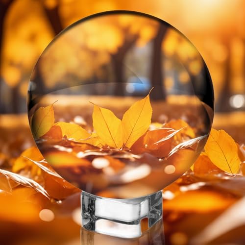 Glaskugel: 100mm K9 Kristallkugel Klare Kugel Glaskugel Fotografie Klare Kristallkugel mit Runder Holzsockel für Fotografie Zubehör Lensball Wahrsagerkugel Geschenk für Hobbyfotografen