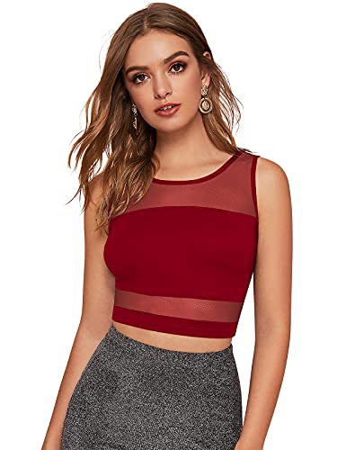 Image of LONDON BELLY Women's Polyester Crop Top with Round Neck Sleeveless Solid Pattern and Crop Length | Womens Crop Tops | Summer Fashion Top Stylish Look