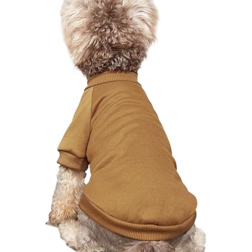 Image of Soft Puppy Sweater for Small Dogs Winter Pullover, Coffee M | Elastic Cuffs Pet Clothes, Holiday Party Matching, Fall Winter Daily Outfit, Soft Breathable Machine Washable Sweatshirt