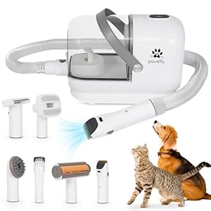 Pawella Pet Grooming Kit with Vacuum, Dog Clippers, Suction 99% Pet Hair, Professional Pet Grooming Kit with 7 Proven Tools for Shedding Grooming, Cat Dog Grooming Vacuum Kit, 2.5L