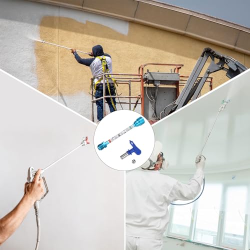 QUARKZMAN 2 Stücke 20cm/8 Airless Farbspritzverlängerungsstange + 517 Düsenspitzen-Set für Airless Farbspritzpistole Verlängerungsstange Blau