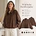 Lvnsdknerse Wildlederjacke Damen Kurz Bomberjacke Herbst Suede Blouson Jacket übergangsjacke Bomberjacke | mit Zip Tasche Streetwear Winterjacke für Übergangszeit