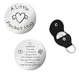 Smilacteon Ficha de abrazo de bolsillo para papá, grabada con mensaje sincero, regalo de cumpleaños del día del padre de parte de hija o hijo, recuerdo de acero inoxidable y cuero para papá