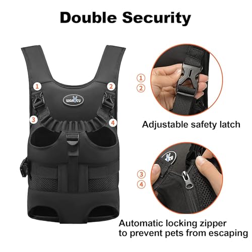 Wakytu Dog Front Carrier Backpacks for Small Dogs, Legs Out Pet Carrier Sling Backpack with Adjustable Padded Ventilated Shoulder Straps, Easy-Fit for Traveling Hiking Camping, Medium by wakytu - Image 3