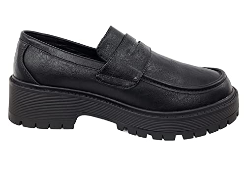Image of Forever Link Womens Slip On Loafer Chunky Chain Platform Heel