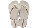 Ipanema Ana Sparkle Collection Flip Flops for Women, Cute Comfortable Brazilian Beach Sandals, Beige on Beige, Size 11