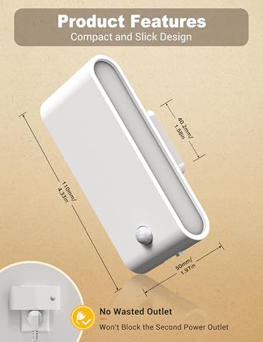 Image of JandCase Motion Senor Night Light,2 Pack Night Lights Plug into Wall, 0-100 LM Dimmable Plug in Nightlight, LED Night Light, 3000K Warm White for Bedroom Bathroom Hallway Home Decor