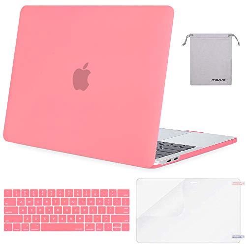 MOSISO MacBook Pro 13 inch Case 2019 2018 2017 2016 Release A2159 A1989 A1706 A1708, Plastic Hard Shell Case&Keyboard Cover&Screen Protector&Storage Bag Compatible with MacBook Pro 13, Cream Pink