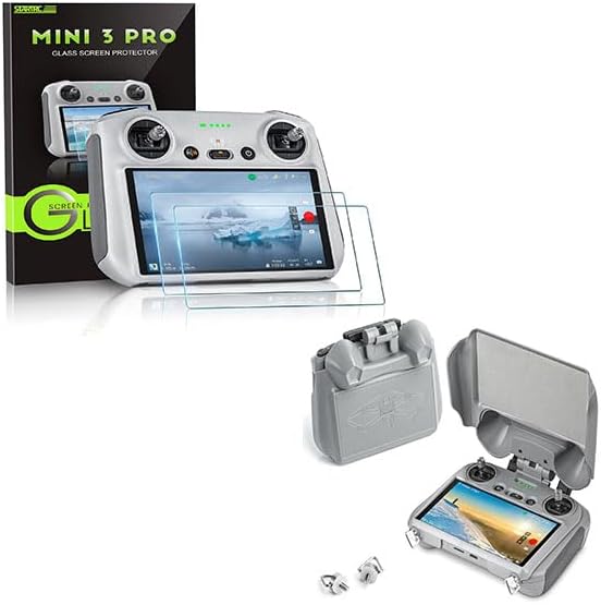 Mini 4 Pro HD Protector de pantalla de vidrio templado Película y RC 2 Protector de pantalla de parasol para DJI Mini 4 ProAir 3,3-IN-1 Cubierta de