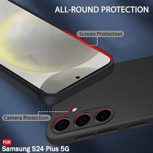 Image of TheGiftKart Sleek Back Cover Case for Samsung Galaxy S24 Plus 5G | Slim Fit Protective Design | Ultra Matte Finish | Camera Protection Bump | Soft Back Cover for Samsung S24 Plus (Silicone, Black)