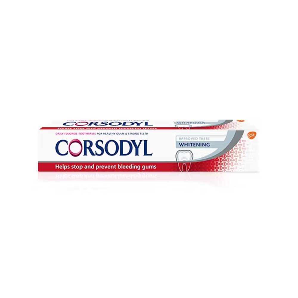 Corsodyl Whitening Toothpaste, Daily Fluoride Toothpaste Specially Designed for Stop and Prevent Bleeding Gums, 75 ml