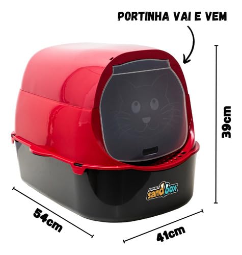 Caixa de Areia Banheiro Grande Furba Sandbox Fechada Para Gatos Vermelho
