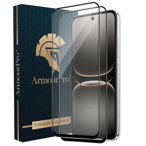 Image of ArmourPro Tempered Glass for Infinix Smart 20-9H Anti Scratch Screen Protector, Edge to Edge Coverage, HD Clarity, Smooth Touch, Case Friendly | Black, Pack of 2