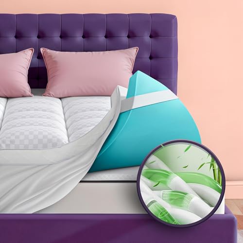 Dual Layer 4 Inch Memory Foam Mattress Topper for Pressure Relief with 4X Support, 2