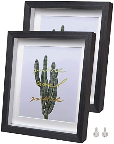 5x7 Picture Frames 3D Deep Box Photo Frames(2 Pack, wood) Made of Solid Wood and Real Glass for Wall Or Tabletop Deeps 0.6in