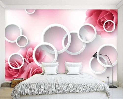 YueMingDi Estudio Sala De Estar Fondo Papel Pintado De Pared Flores Rojas Flores Paisaje Sofá Tv Papel Pintado-300Cm×210Cm