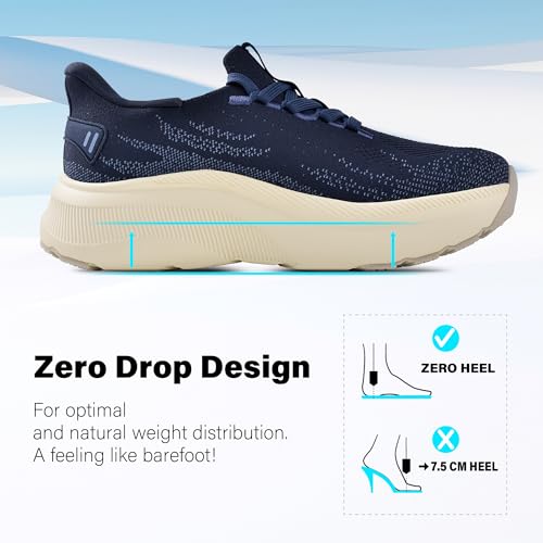 Image of JACKSHIBO Slip in Women Hands Free Shoes Wide Toe Box Arch Support Sneakers | Slip on, Plantar Fasciitis Orthopedic, Metatarsal Pads, Thick Cushion Zero Drop Sole, Walking Athletic Tennis Gym Workout