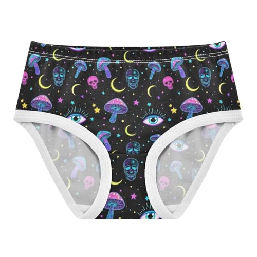 Joisal Cartoon Girls Underwear Toddlers 2t Cotton Panties for Girl Funny Skulls Neon Mushrooms Briefs Girls Undies