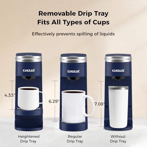 Image of CHULUX Slim Single Serve Coffee Maker for K Cup, One Cup Design, Matte Navy