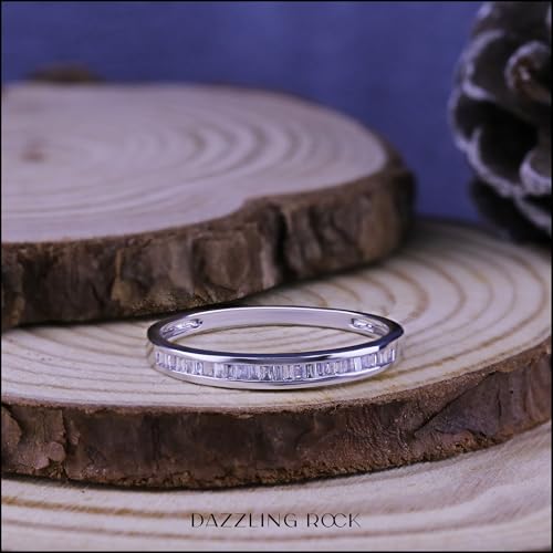 0.1tw 14K Solid Gold Baguette Cut White Diamond Womens Anniversary Wedding Band Stackable Ring3