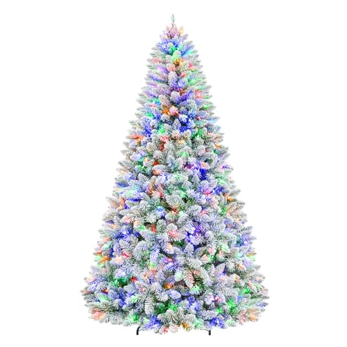 Hykolity 6 ft Prelit Snow Flocked Christmas Tree, 250 Color-Changing...