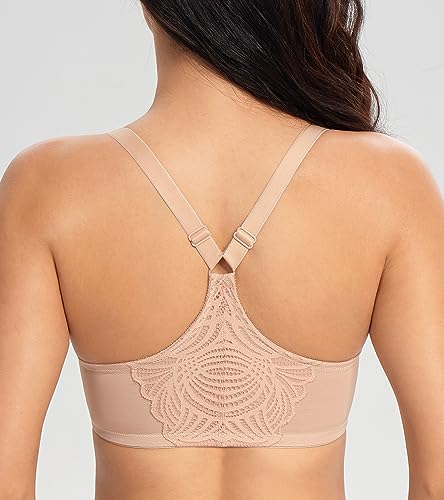 Image of Lemorosy Women's Full Figure Front Closure Racerback Underwire Everyday Bra | Plus Size, Lace, Unpadded
