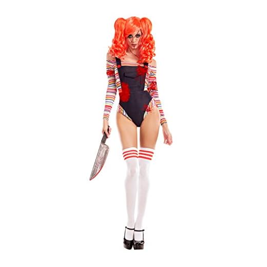 Party King Women's Killer Doll Costume, Denim/Multi, Small