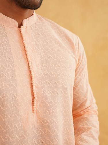 Image of Sojanya (Since 1958 Motifs Embroidered Thread Work Pure Cotton Straight Only Kurta