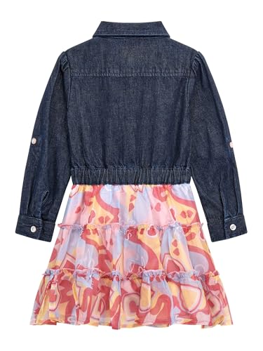 GUESS Girls' Long Sleeve Mixed Fabric Dress2