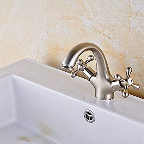 Robinet de salle de bain mitigeur cascade double poignées pour lavabo navire