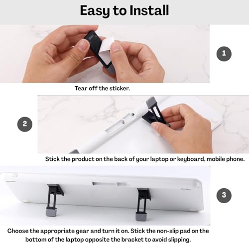 Image of 2PCS Mini Portable Laptop Stand - Adjustable Keyboard Holder with Three Angles, Foldable Invisible Notebook Feet, Ergonomic Cooling Support with Anti-Slip Pads for Desk Desktop