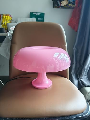 Anykonio Pink Mushroom Lamp — Minimalist Mid-Century Bedside Accent (Warm White, Corded)