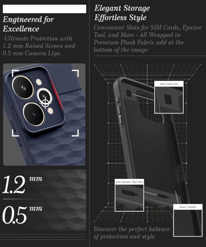 Image of WOW IMAGINE Back Cover for Realme 15 Pro 5G with Hexa Cube Design | Ultra Slim Soft Rubberised Case | Inner Velvet Fabric | Matte Silicone Flexible Mobile Case | Camera Protection - Blue