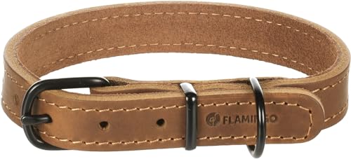 Flamingo Dog Collar Montana Cognac S/M 32-40cm 20mm, Brown