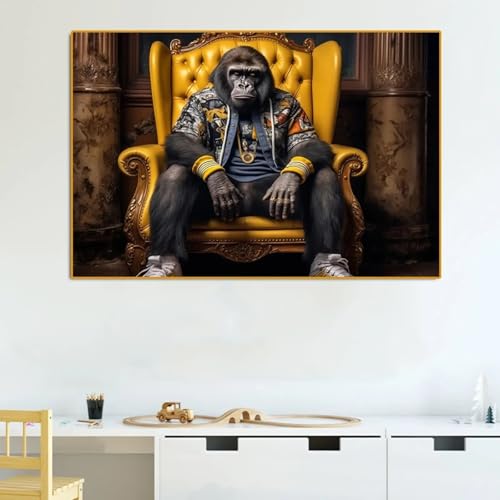 Portrait de singe humoristique peinture gorille graffiti style hip-hop avec cadre