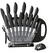 EatNeat Kitchen Knife Set with Cutting Board - Deluxe 18 Piece Home Essentials All Black Knife Bl...